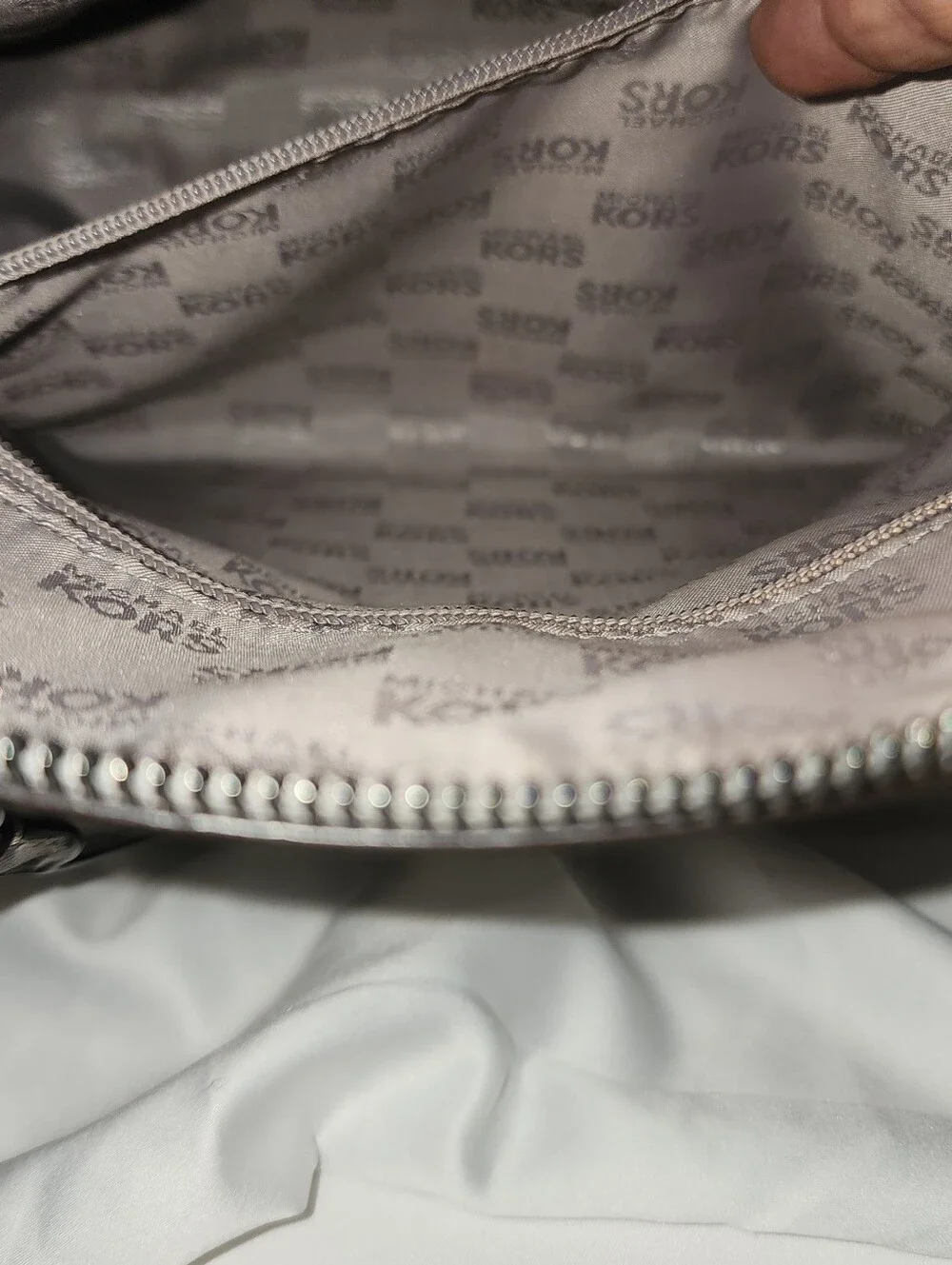 Michael Kors Sandrine Studded Saffiano Leather Large Satchel - Pearl Grey